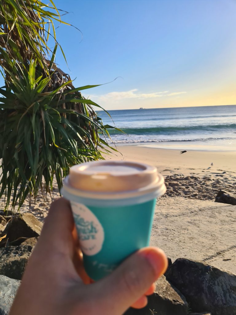 Coffee by the beach in byron
