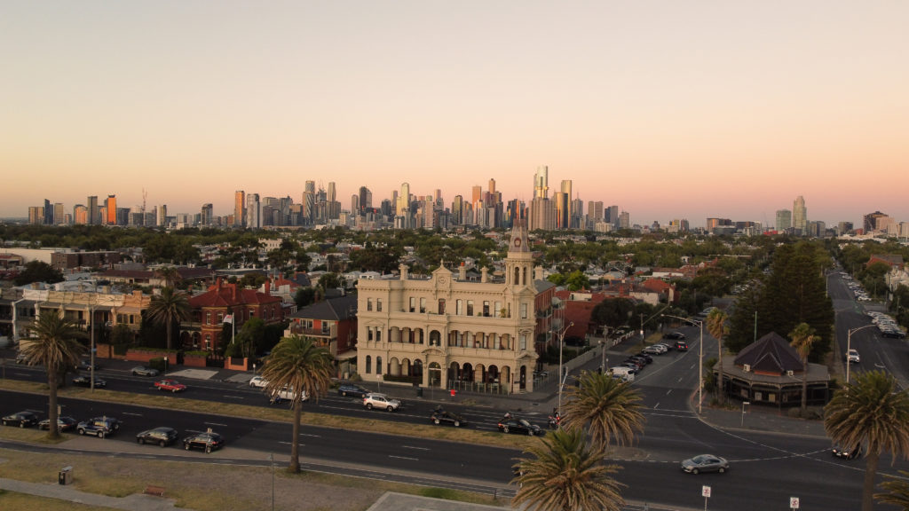 south melbourne drone sunset