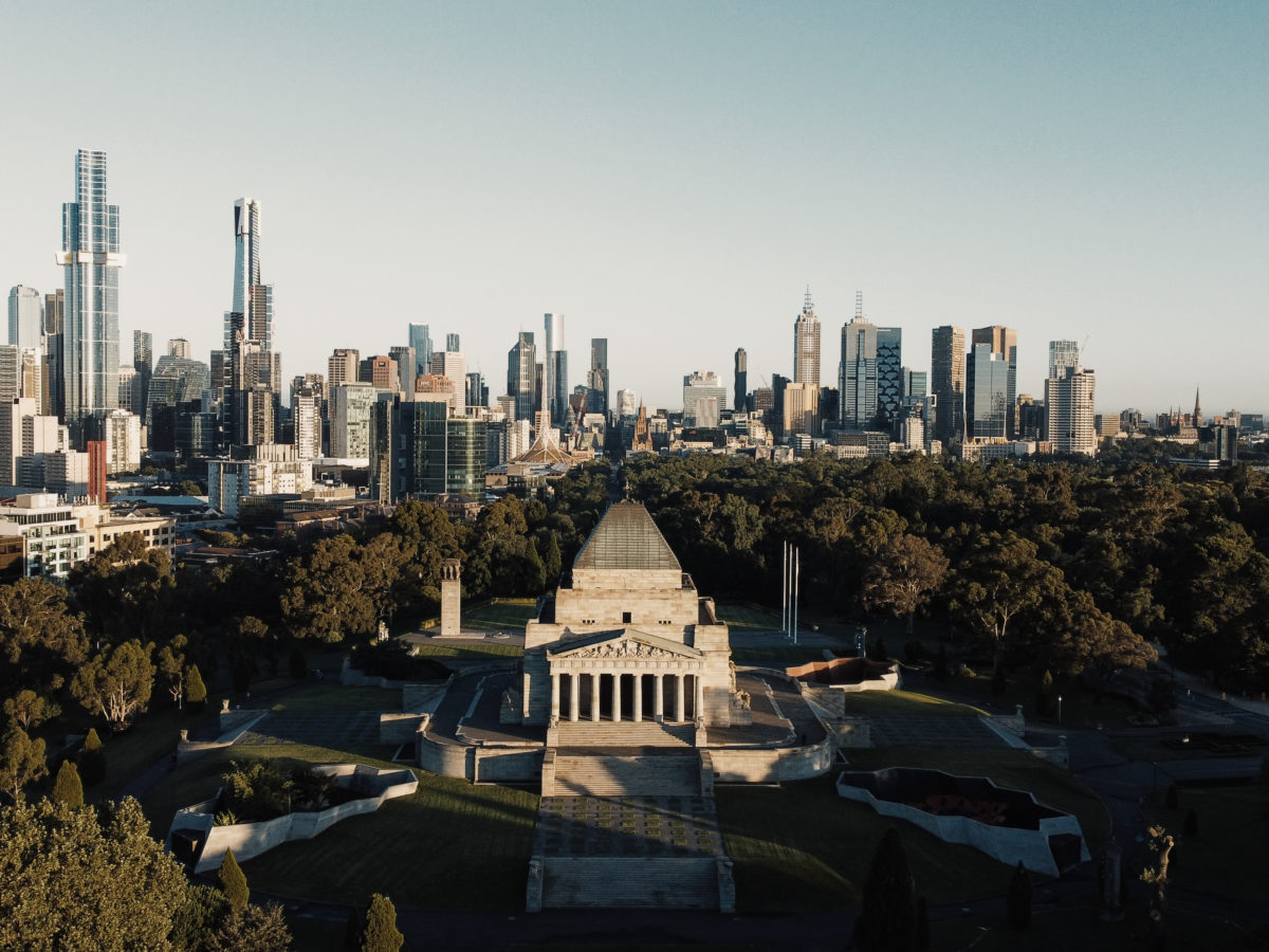 Shrine of Remembrance Melbourne drone dji day trip city