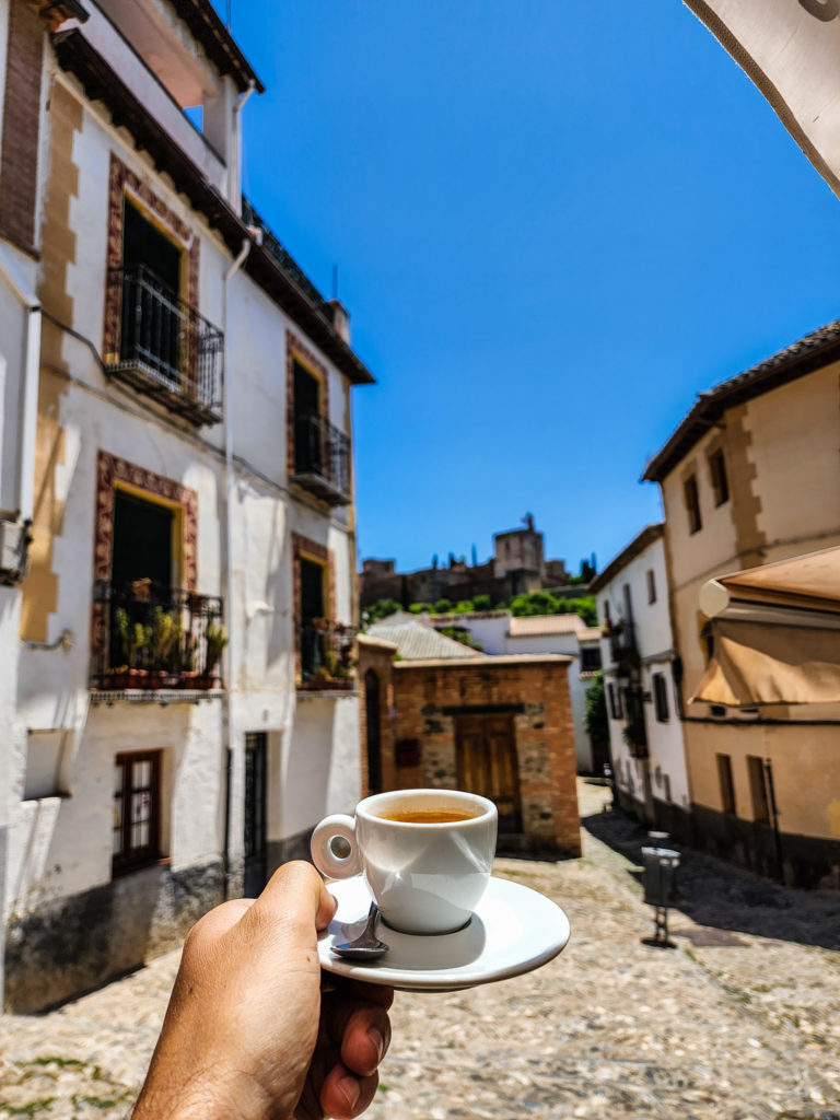 Coffee granada spain cafe 4 gatos great view