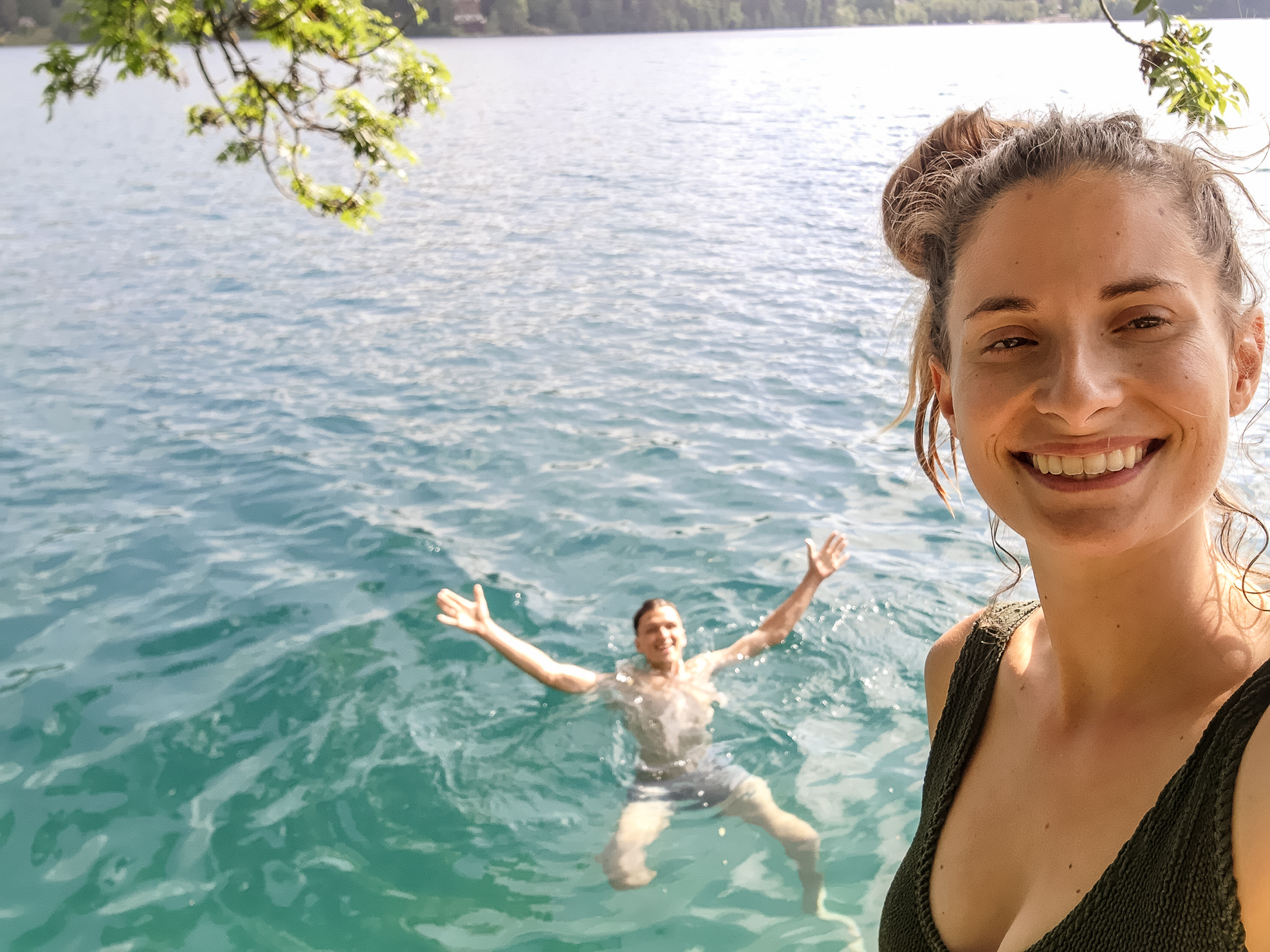 Swimming in lake bled