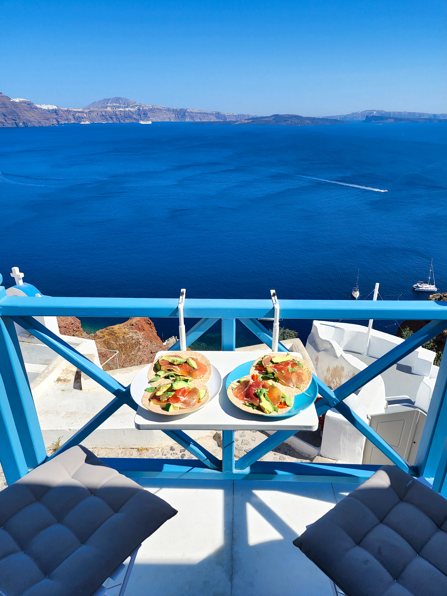 Santorini accommodation terrace view