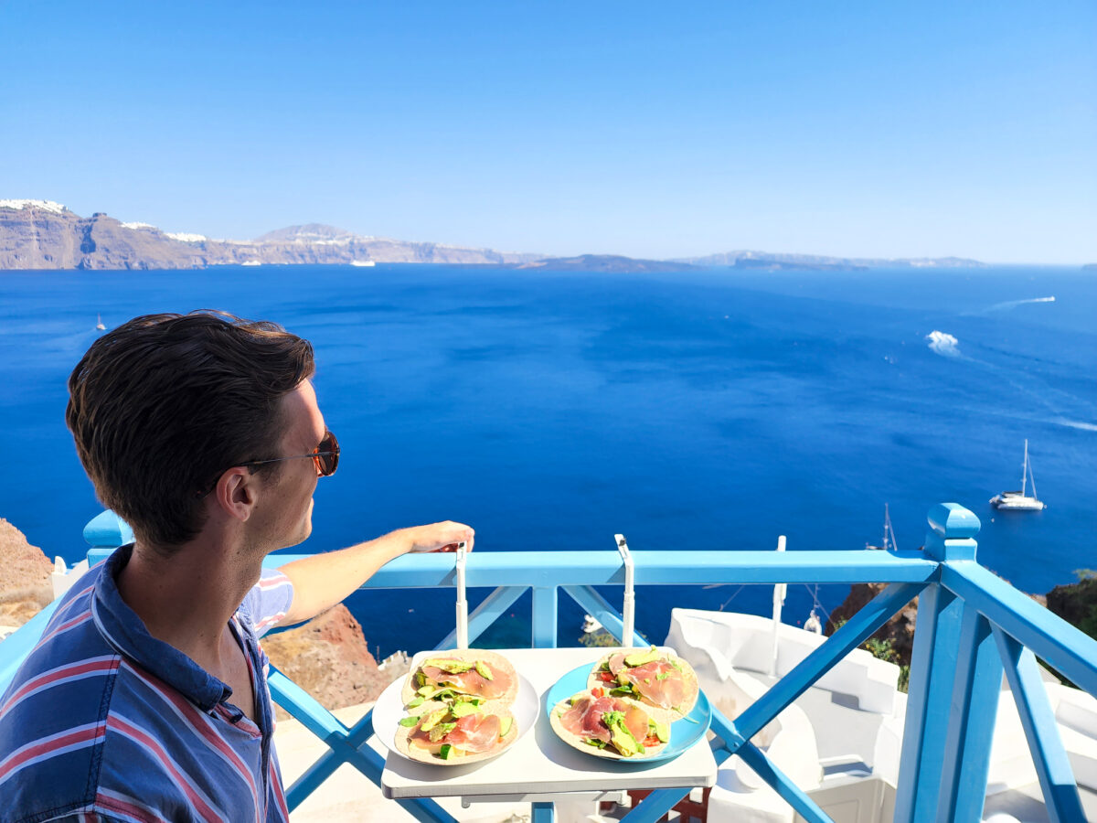 Santorini accommodation terrace view