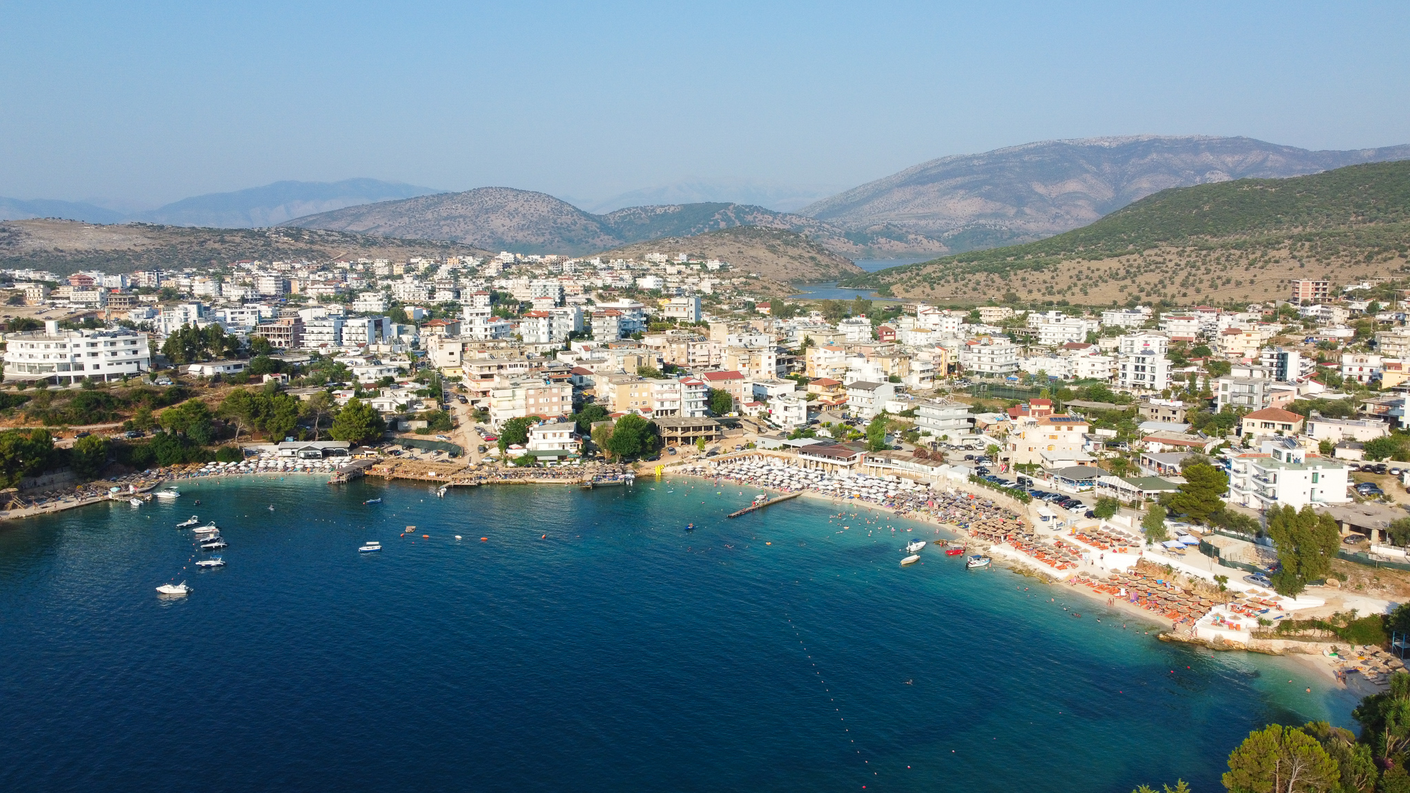 Ksamil Albania Sarande beach drone