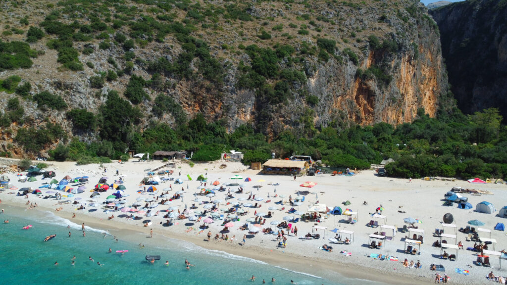 drone beach albania europe hidden gem gjipe himara