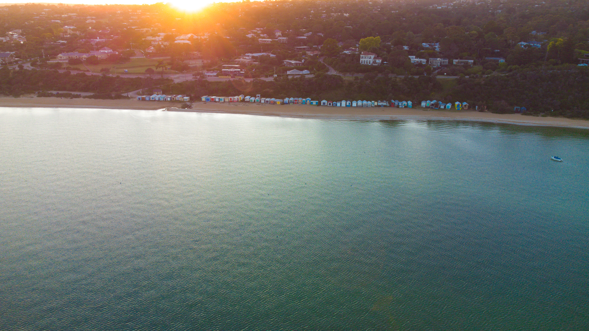 mt martha beach sunrise peninsula summer drone