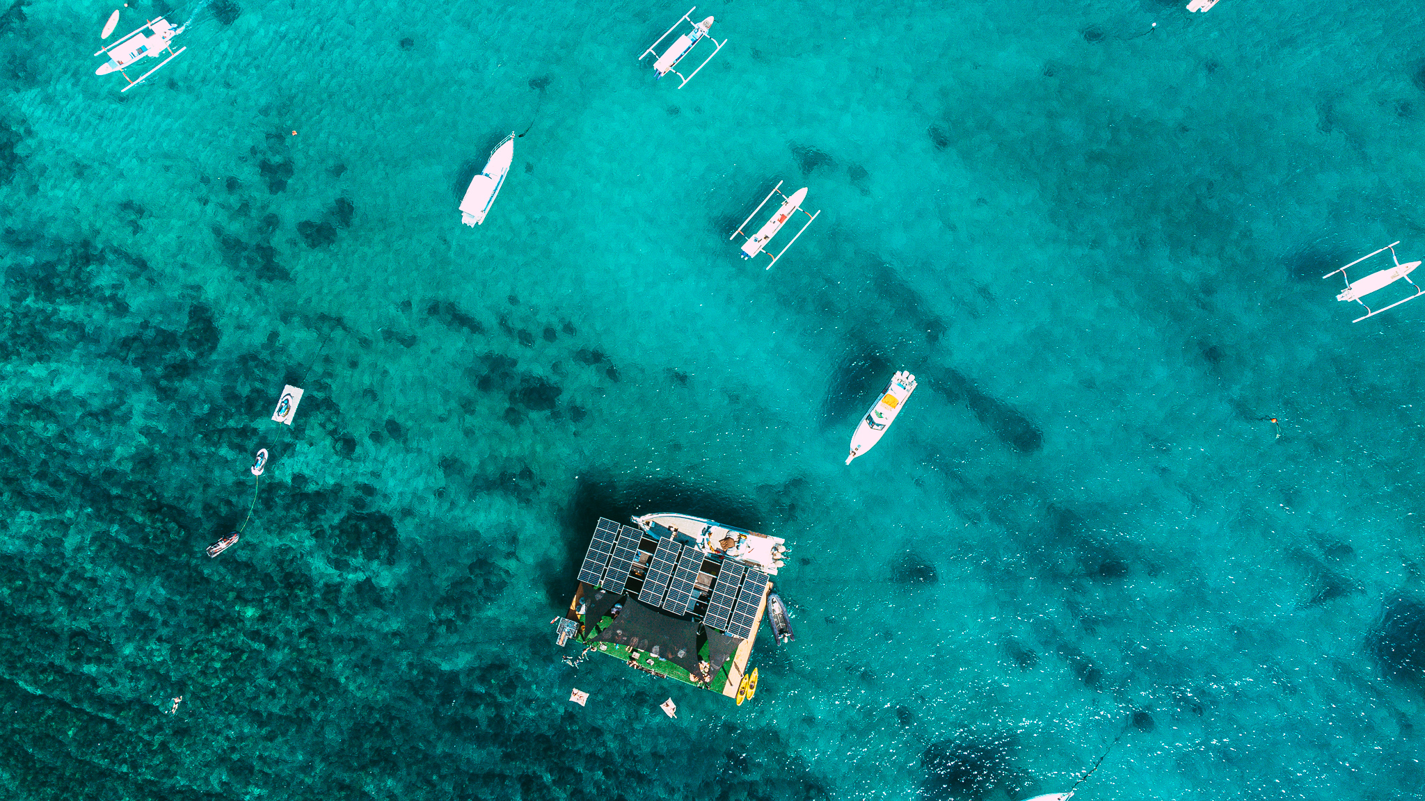nusa lembongan bali island indonesia drone lago pontoon