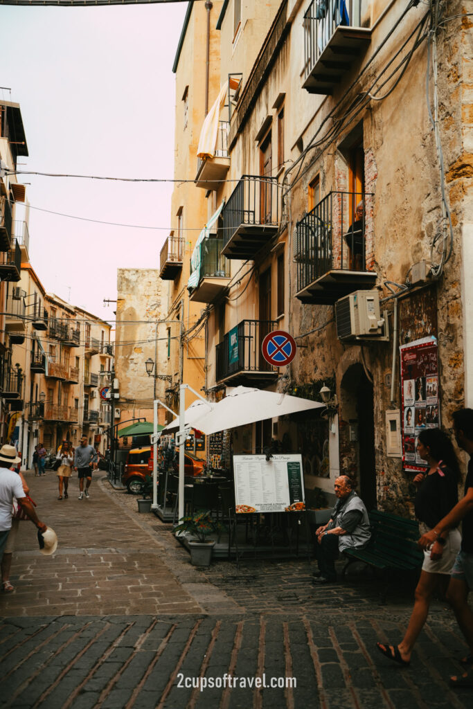 people watching locals coffee cefalu bar duomo sicily