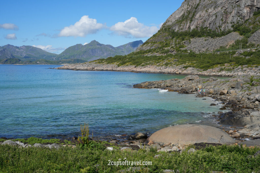 Swim in arctic waters at Rorvikstranda beach henningsvaer best beach lofoten islands