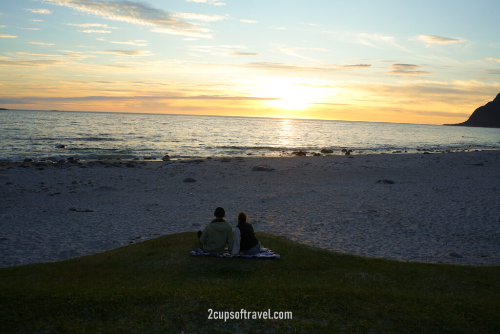 where to watch midnight sun lofoten islands norway Uttakliev Strand