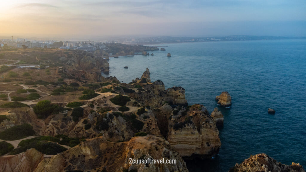 sunset in the algarve lagos portugal drone where to visit best beaches ponta da piedade praia do camillo praia dona ana is the seaweed problem bad