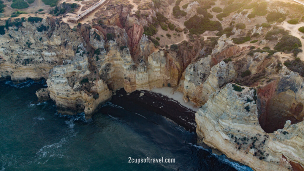 sunset in the algarve lagos portugal drone where to visit best beaches ponta da piedade praia do camillo praia dona ana