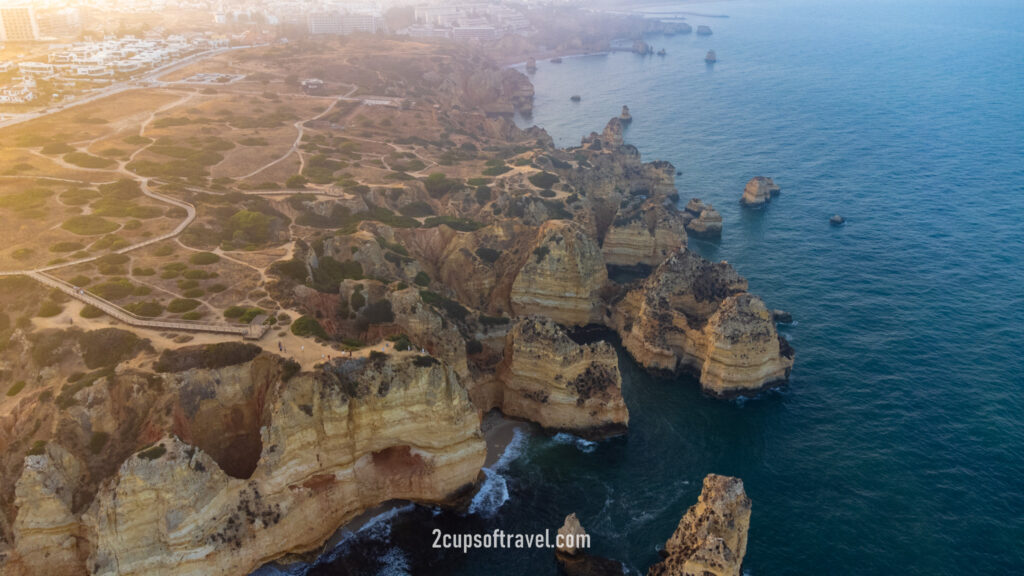 sunset in the algarve lagos portugal drone where to visit best beaches ponta da piedade praia do camillo praia dona ana is the seaweed problem bad