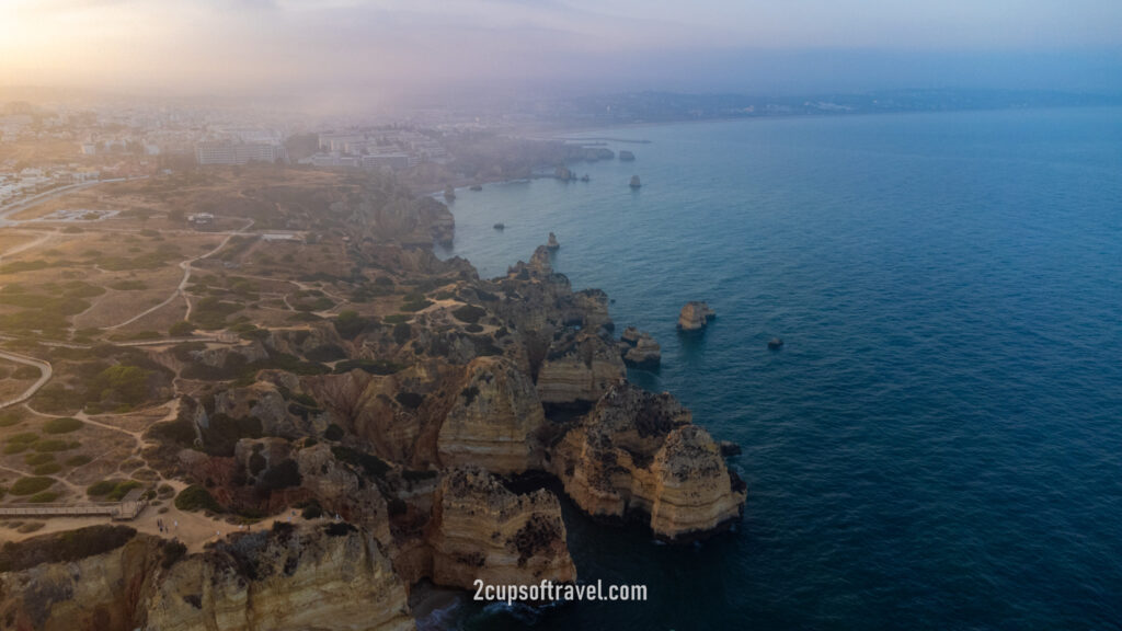 sunset in the algarve lagos portugal drone where to visit best beaches ponta da piedade praia do camillo praia dona ana is the seaweed problem bad