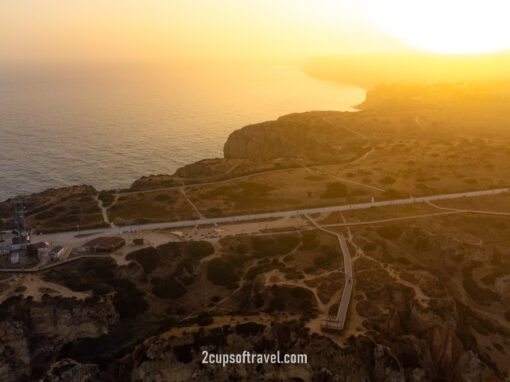 sunset in the algarve lagos portugal drone where to visit best beaches ponta da piedade praia do camillo praia dona ana