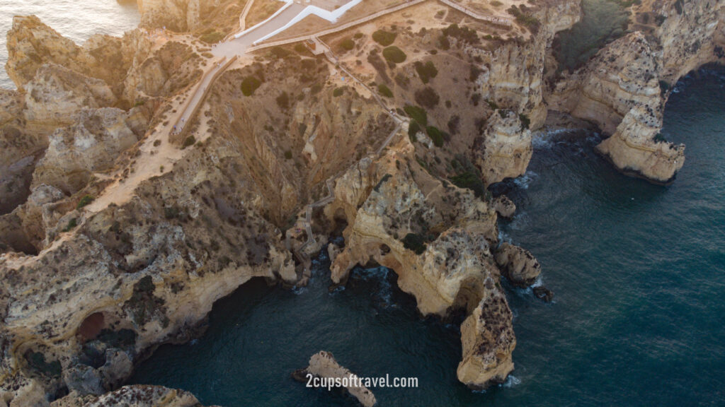 sunset in the algarve lagos portugal drone where to visit best beaches ponta da piedade praia do camillo praia dona ana