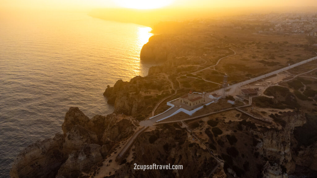 sunset in the algarve lagos portugal drone where to visit best beaches ponta da piedade praia do camillo praia dona ana is the seaweed problem bad