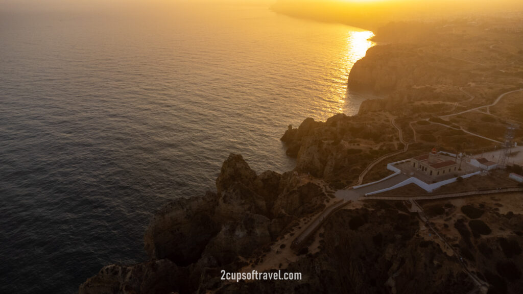 sunset in the algarve lagos portugal drone where to visit best beaches ponta da piedade praia do camillo praia dona ana is the seaweed problem bad