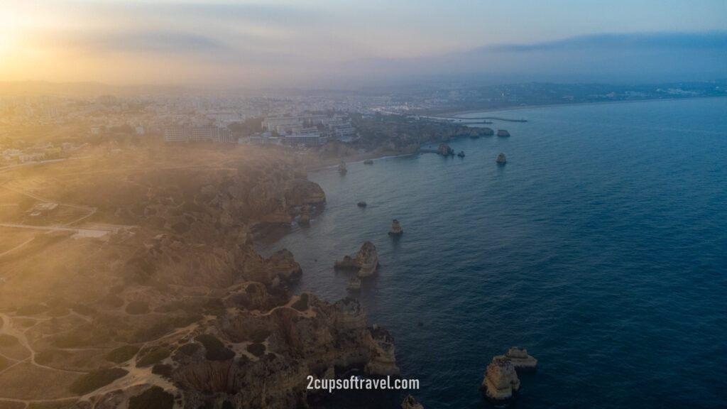 sunset in the algarve lagos portugal drone where to visit best beaches ponta da piedade praia do camillo praia dona ana is the seaweed problem bad