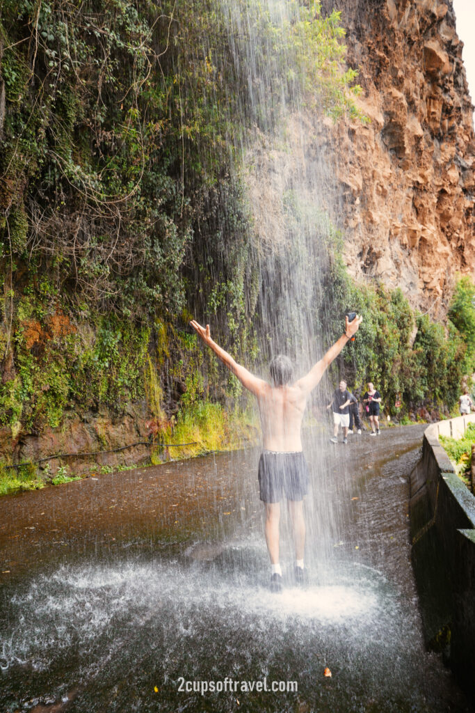 Cascata dos Anjos waterfall over the road madeira hidden gem ponta do sol