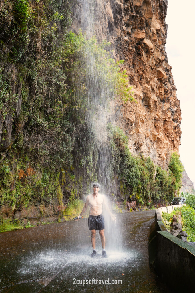 Cascata dos Anjos waterfall over the road madeira hidden gem ponta do sol