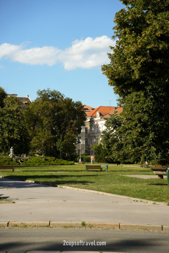 parks and green spaces around the edge of Brno