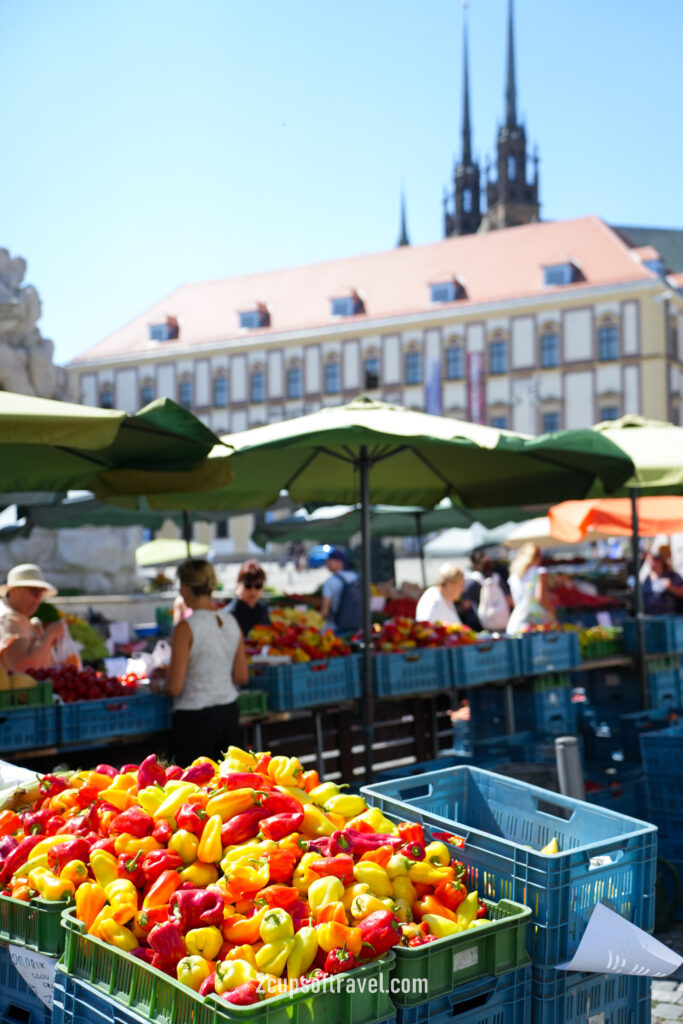 brno Zelny Trh vegetable and street market Kašna Parnas square