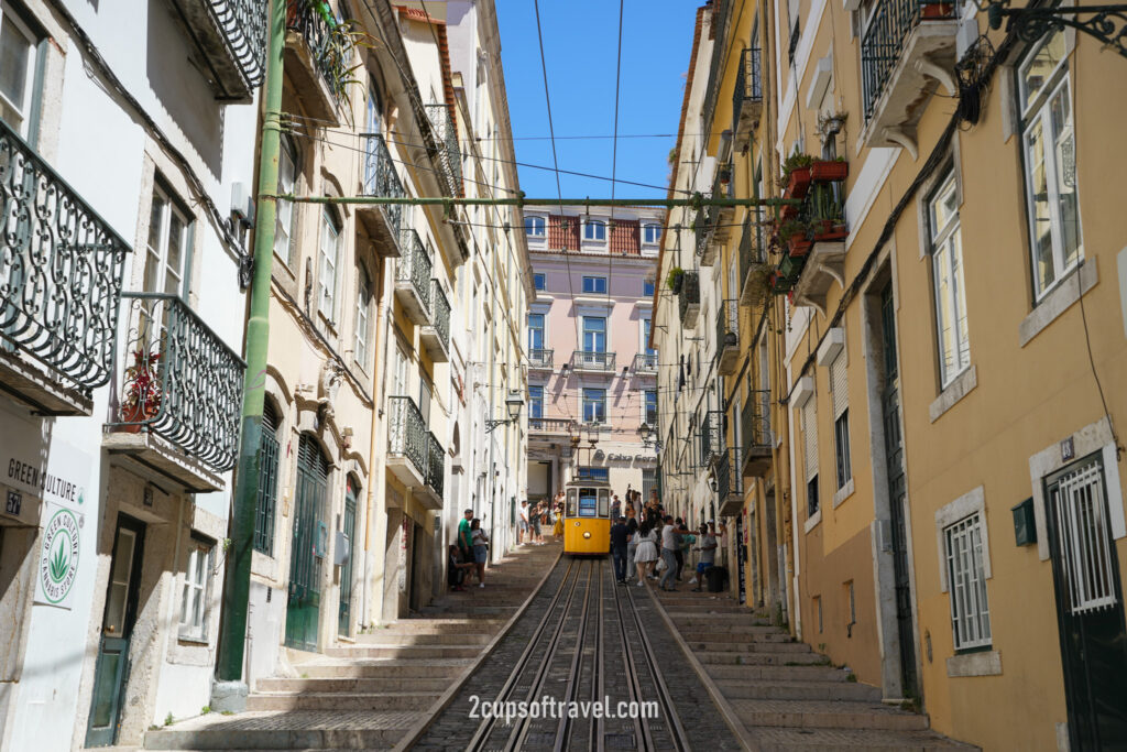 things to do yellow lisbon tram where to see R. da Bica de Duarte Belo funicular barrio alto portugal