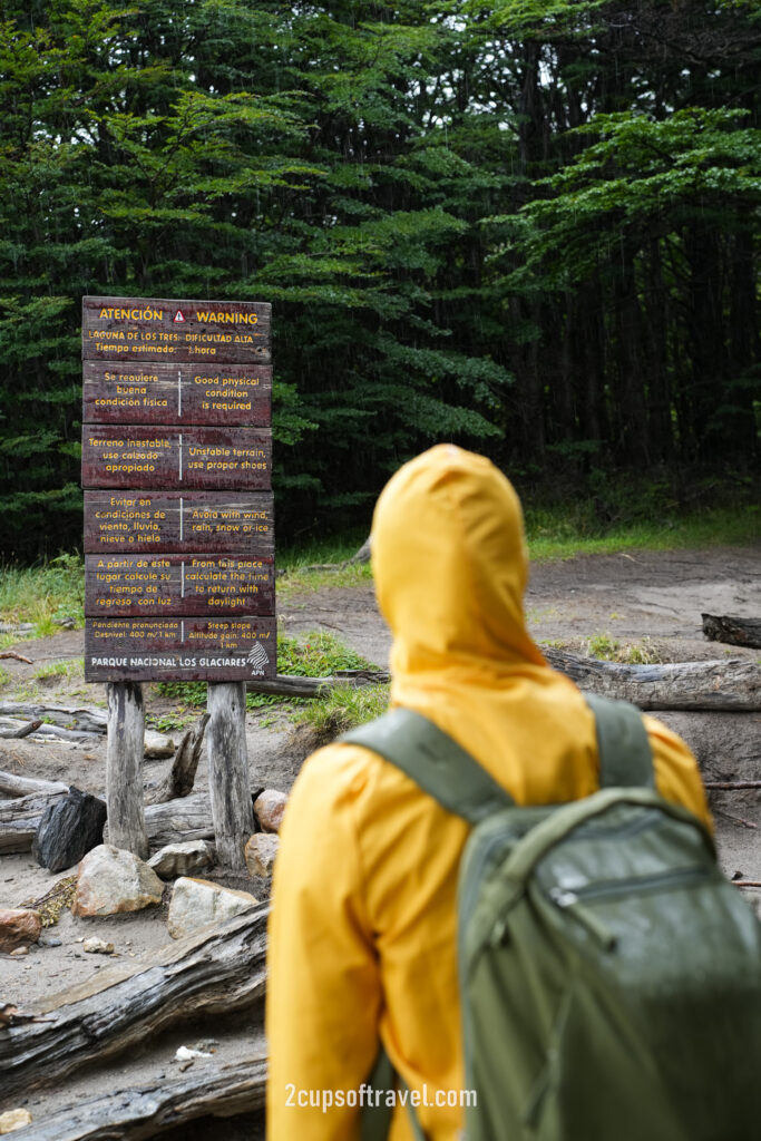 How much elevation is the Laguna de los Tres hike el chalten