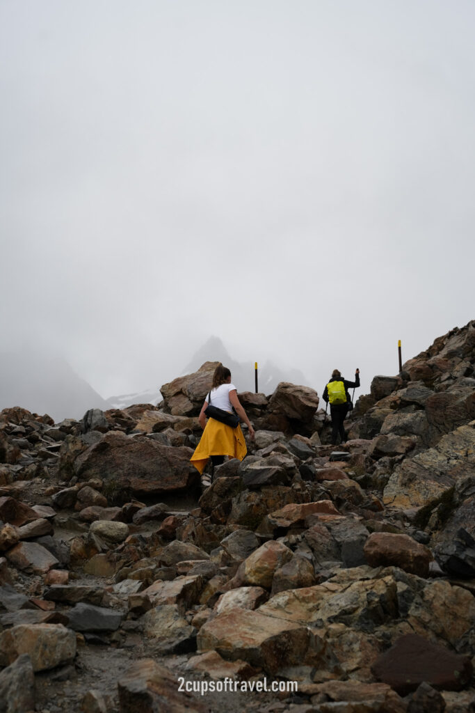 How much elevation is the Laguna de los Tres hike el chalten