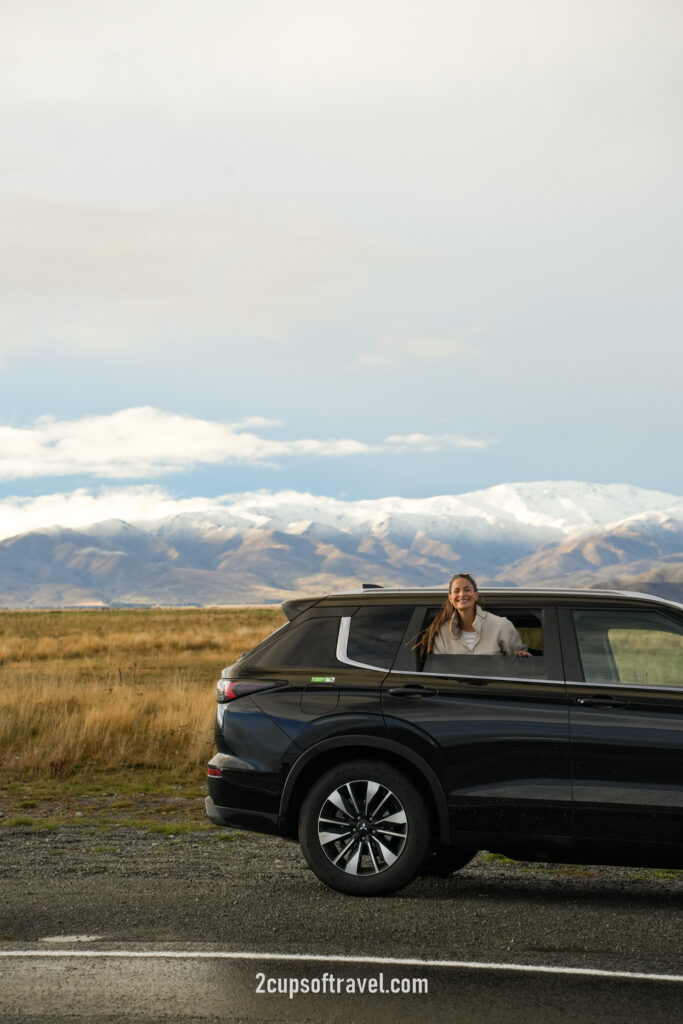 road trip - driving near Mount Cook and Lake Tekapo